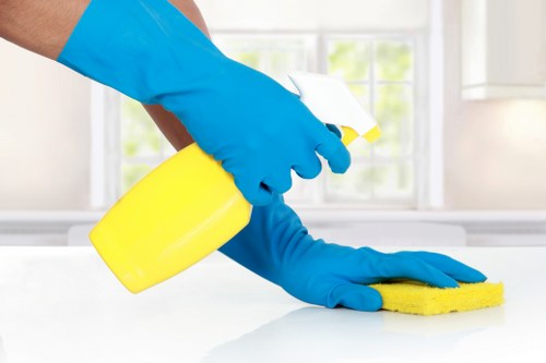 Cleaner vacuuming a floor in a Harringay property
